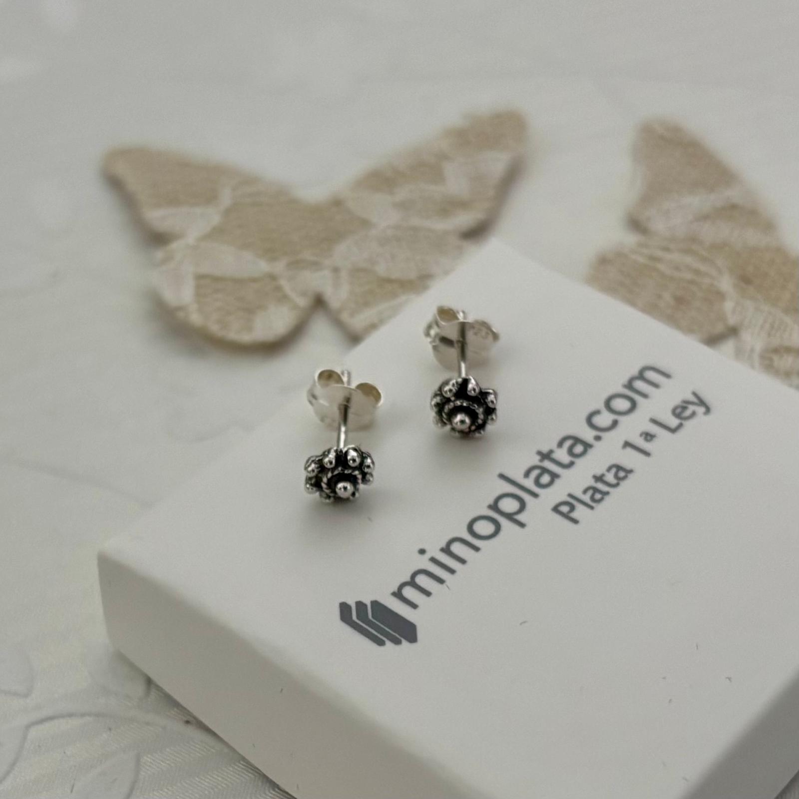 Pendientes charro pequeños de Plata de ley envejecida 5mm