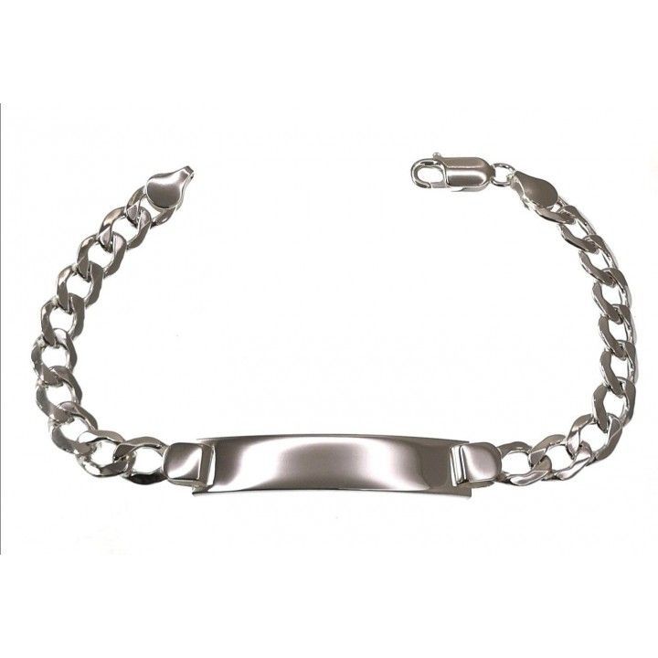Esclava en Plata de ley eslabones barbados huecos 19 Cm.