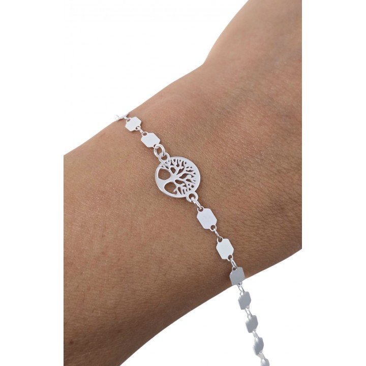 Pulsera Árbol de la Vida y Corazón en Plata de Ley 925