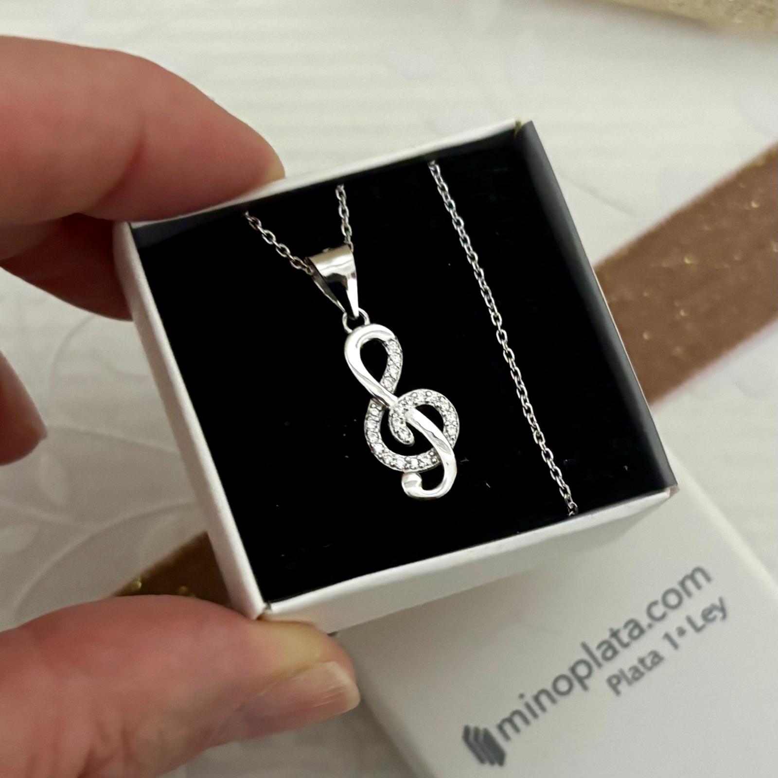 Gargantilla Clave de Sol de Plata de ley con Circonitas 4