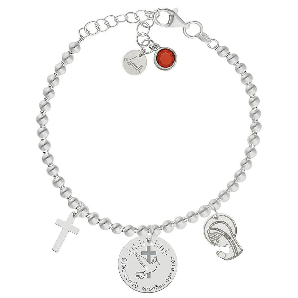 Pulsera profesora de religión de Plata de ley 925 personalizada
