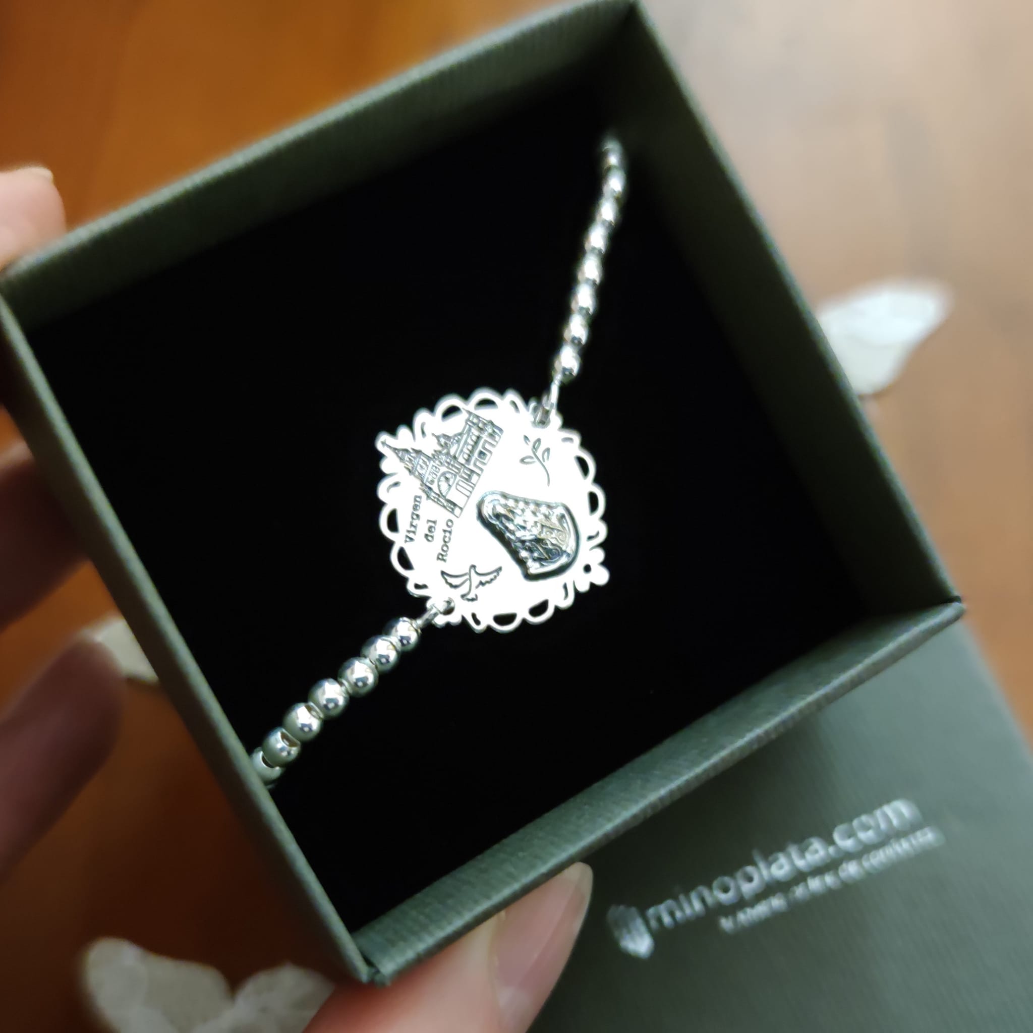 Pulsera Plata 1º Ley De Bolas Virgen Del Carmen 20cm