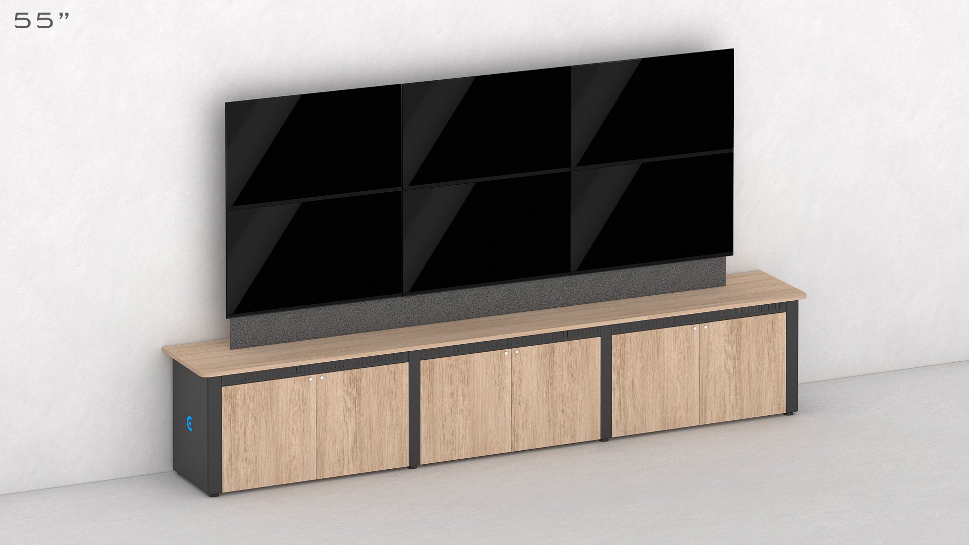 Dual Height Videowall Credenza 3x2