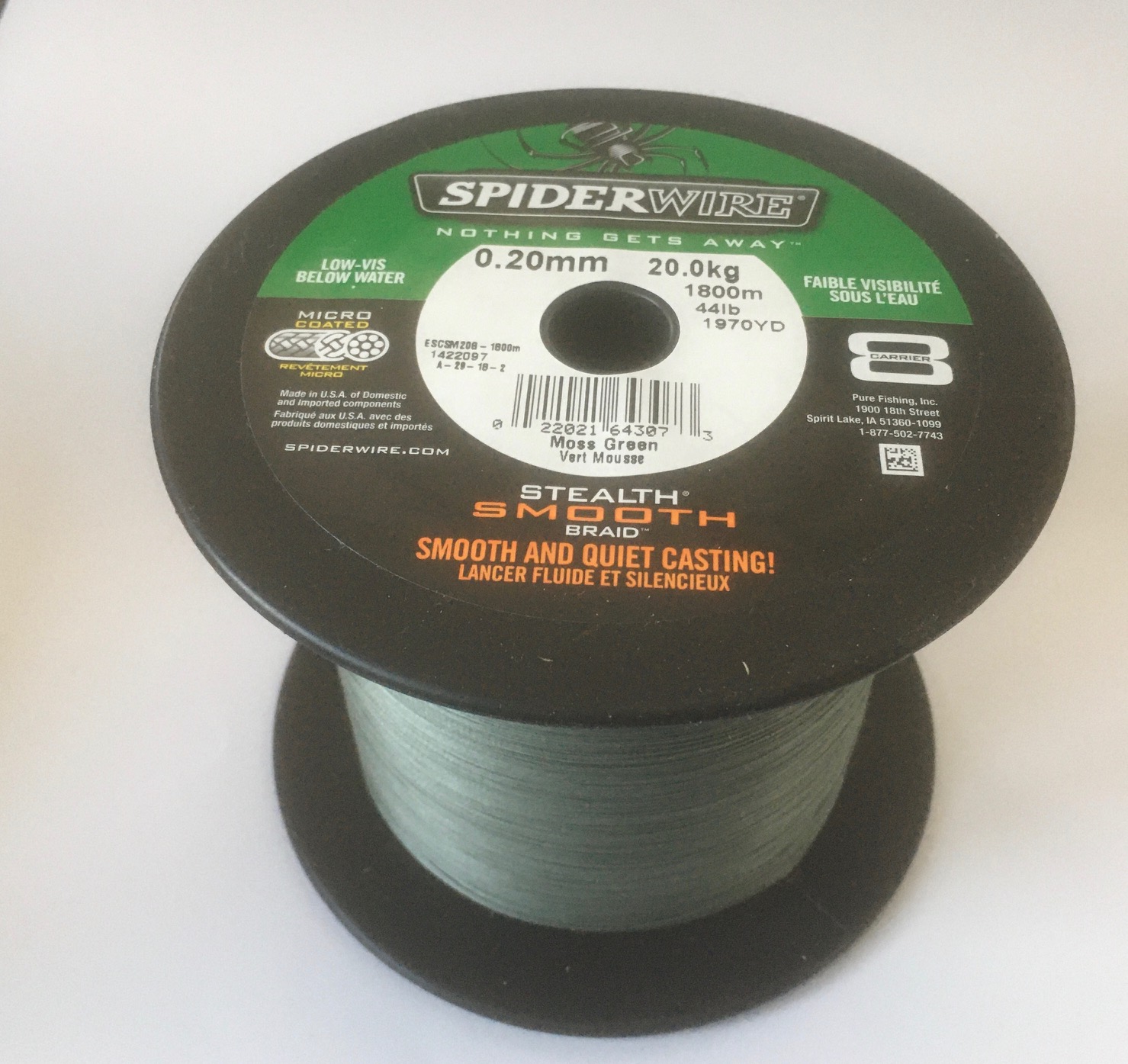 (DX)SPIDERWIRE STEALTH SMOOTH 8 MOSS GREEN 1800M 0,20mm 20KG 3