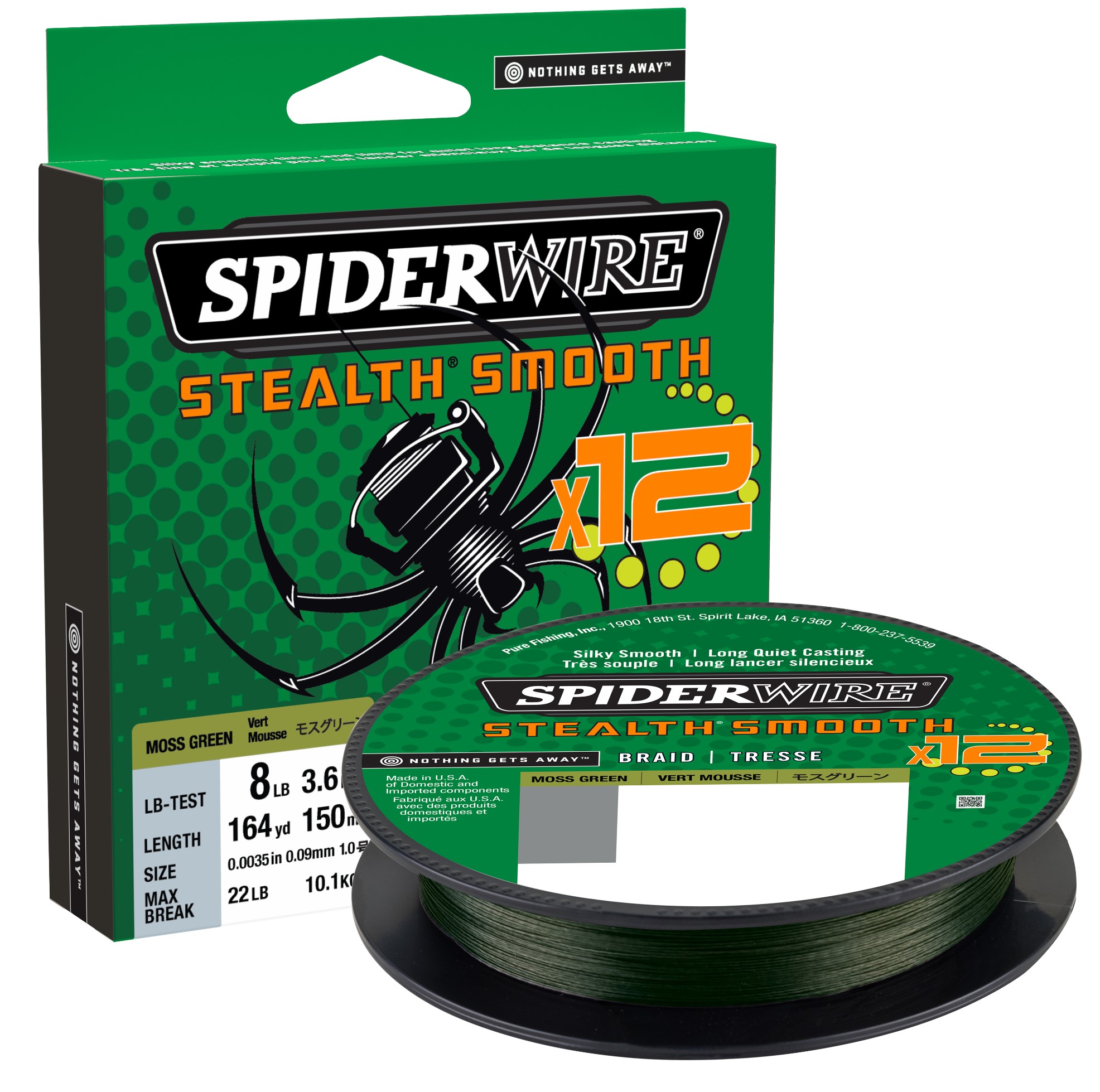 (DX)SPIDERWIRE STEALTH SMOOTH 12BR MOSS GREEN 150M 0,33mm 38.1Kg