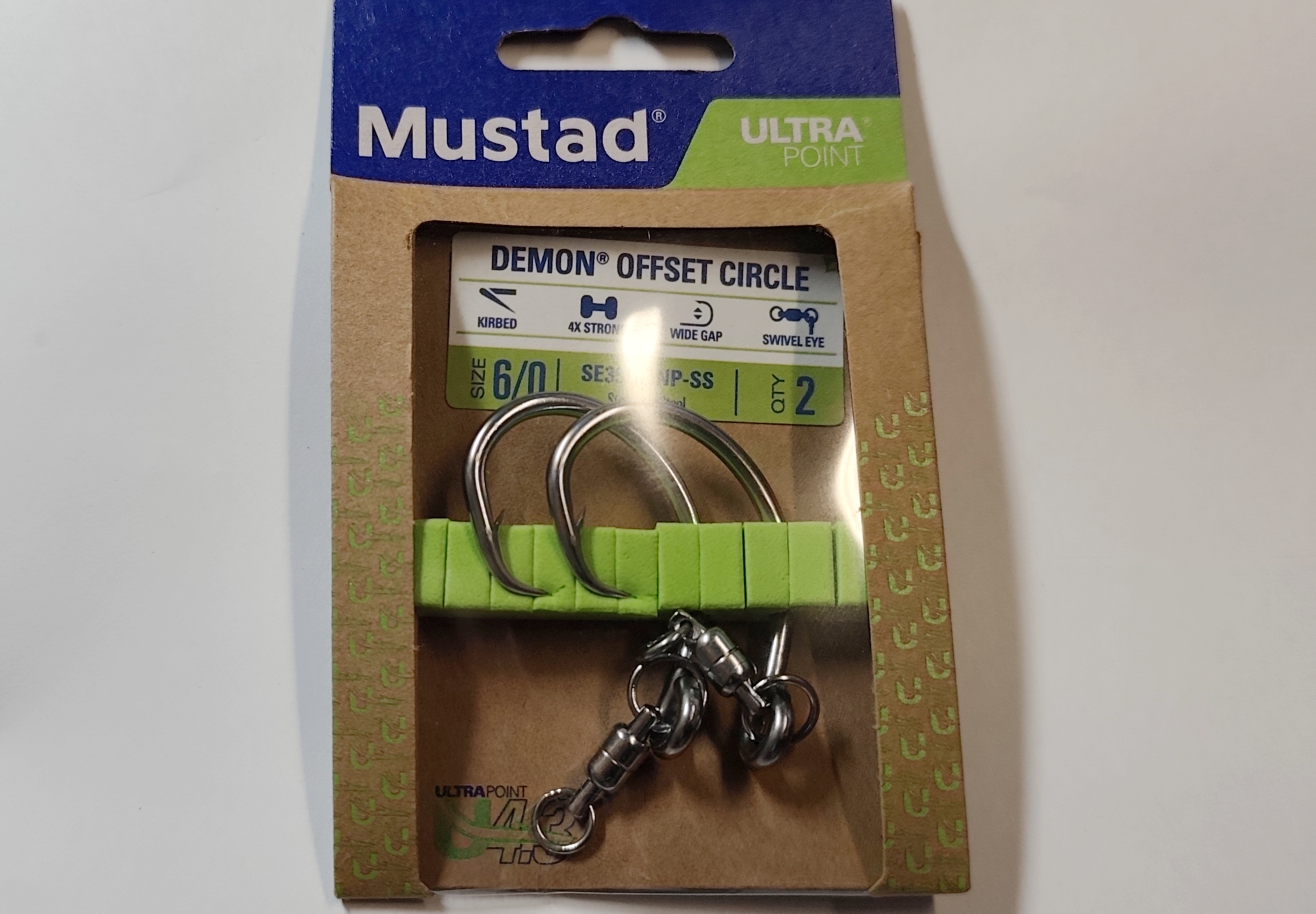 ANZUELO MUSTAD ULTRA POINT DEMON OFFSET CIRCLE SE39943NP-SS 6/0 (2 unidad)