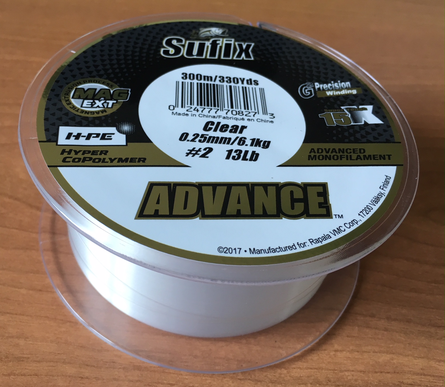 NYLON SUFIX ADVANCE CLEAR 300m 0,25 mm 6,1 kg 3
