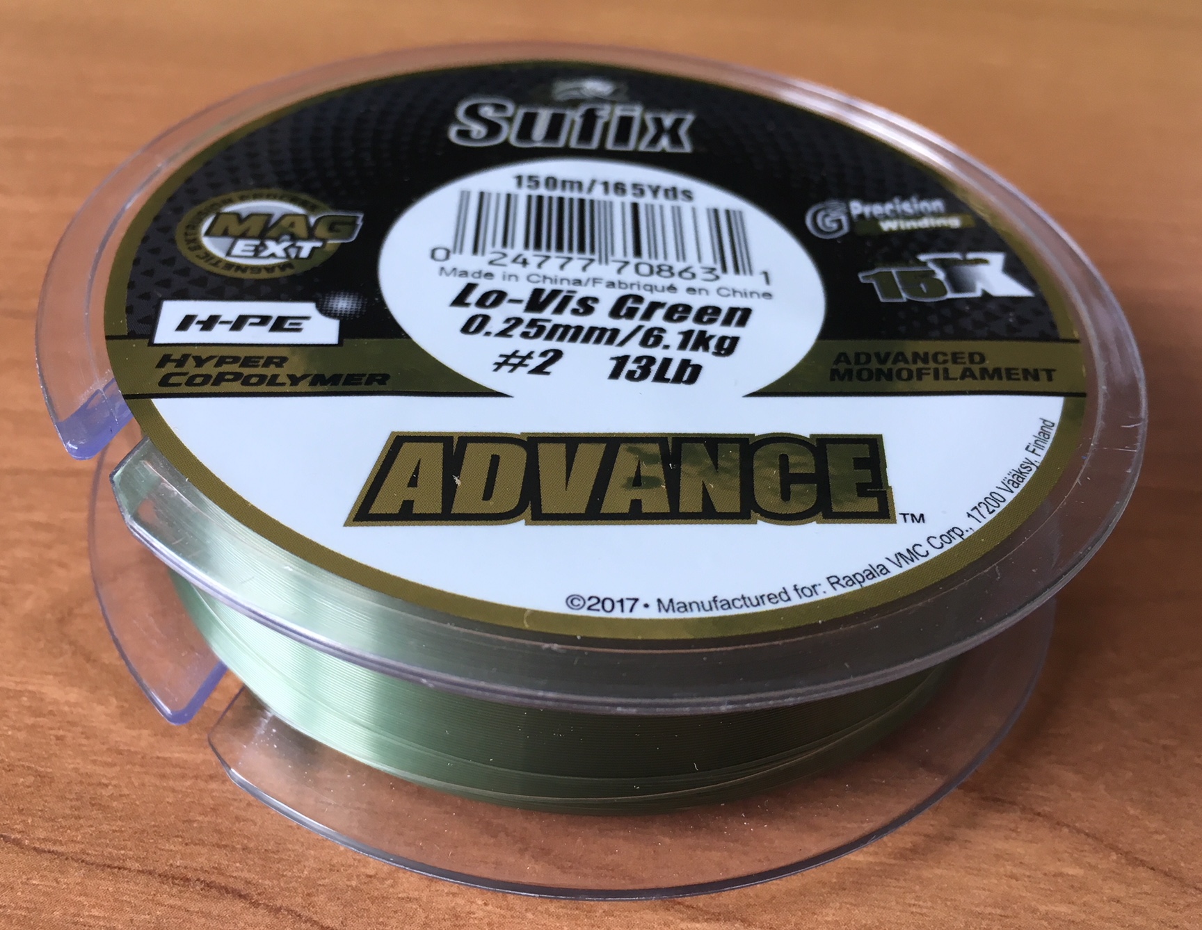 (DX)NYLON SUFIX ADVANCE GREEN 150m 0,25mm 6,1 kg 2