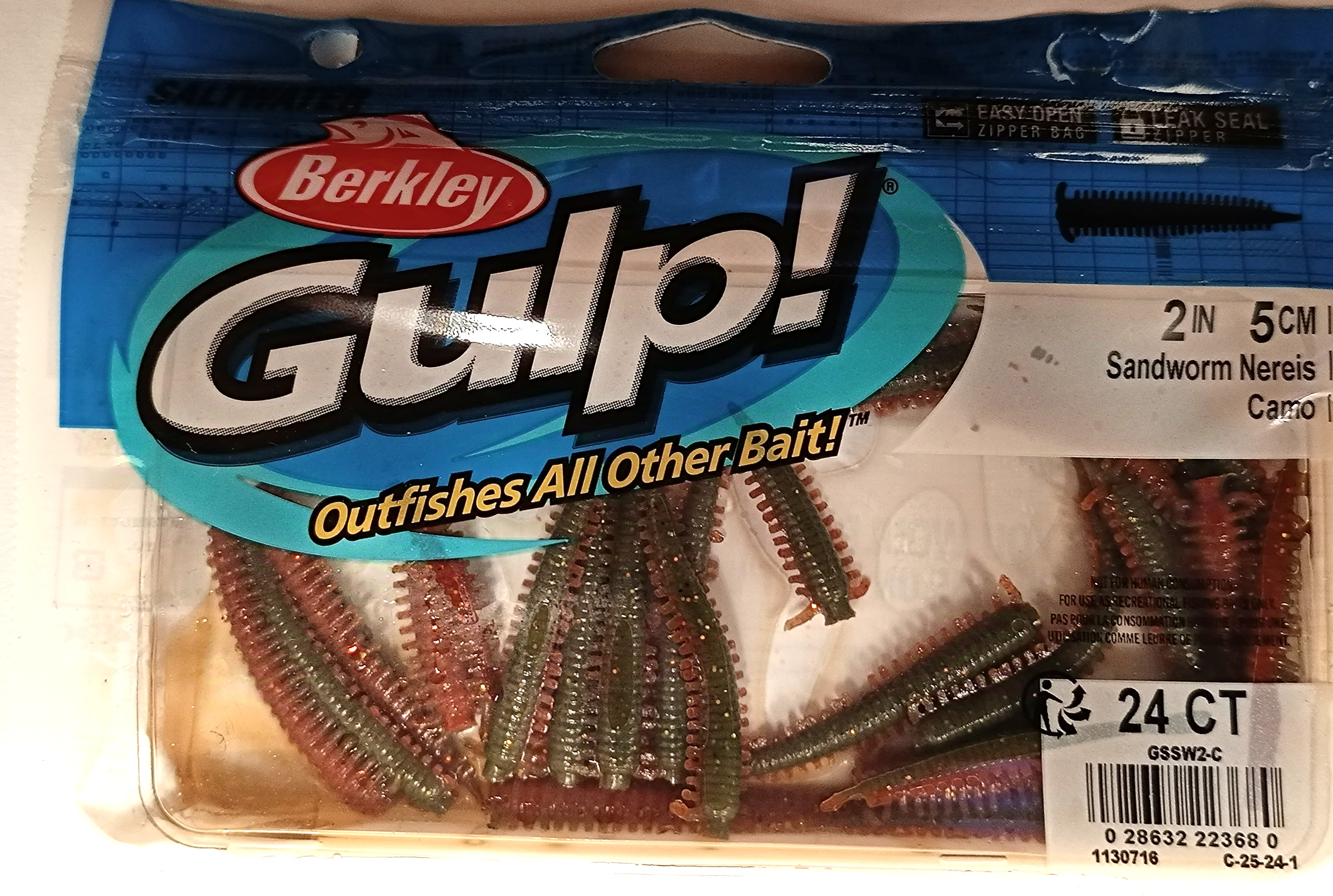 VINILO BERKLEY GULP SALTWATER SANDWORM 5cm (24 unidades) 2IN CAMO 14 3
