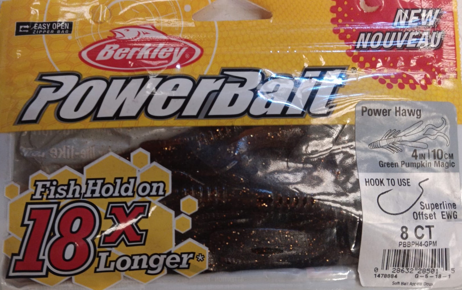 (DX)VINILO BERKLEY POWERBAIT POWER HAWG 10CM GREEN PUMPKIN 3