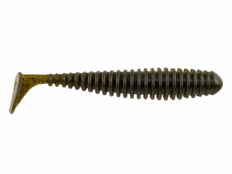 (DX)VINILO BERKLEY POWERBAIT POWERSWIMMER 8CM GREEN PUMPKIN  (8 unidades) 2