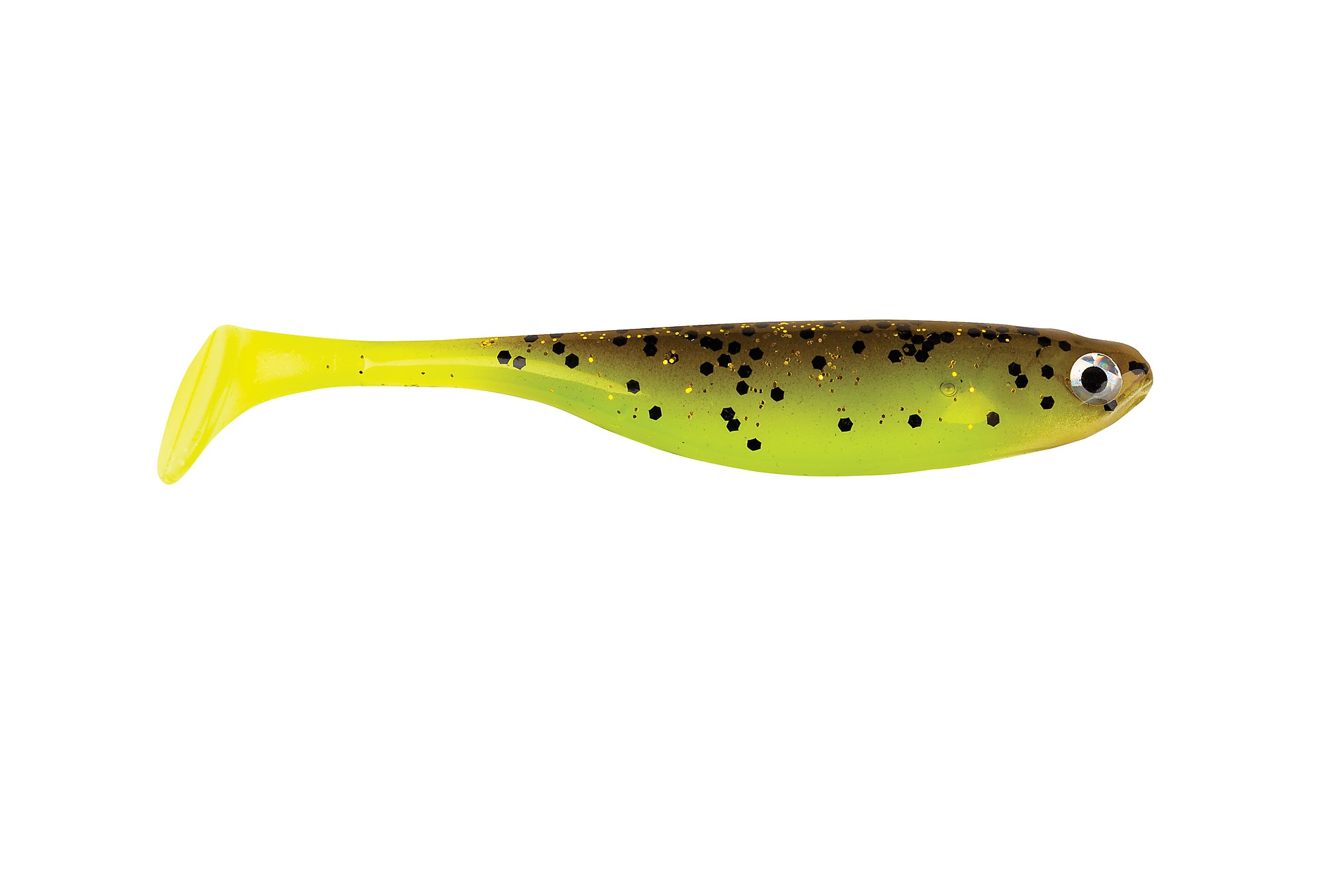(DX)VINILO BERKLEY POWERBAIT Sneakshad Brown/Chartreuse 11cm (3 unidades) 3