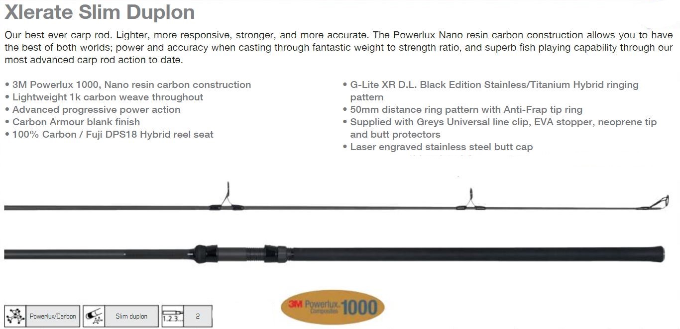 (DX)CAÑA GREYS XLERATE SLIM DUPLON 13FT 3.5lb