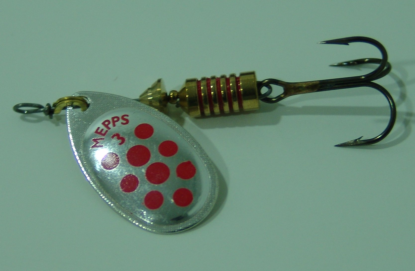 CUCHARILLA MEPPS AGLIA 3 PLATA PUNTOS ROJOS 3