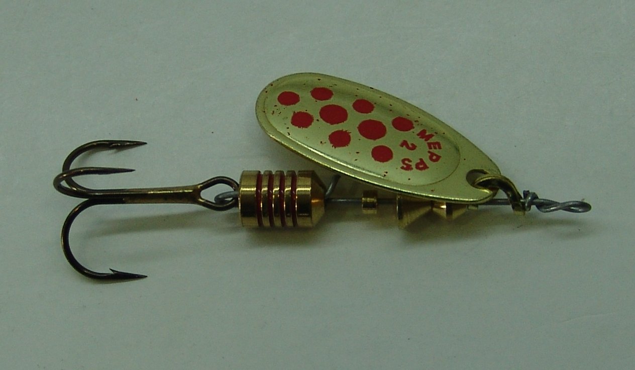 CUCHARILLA MEPPS COMET 2 ORO PUNTOS ROJOS 3