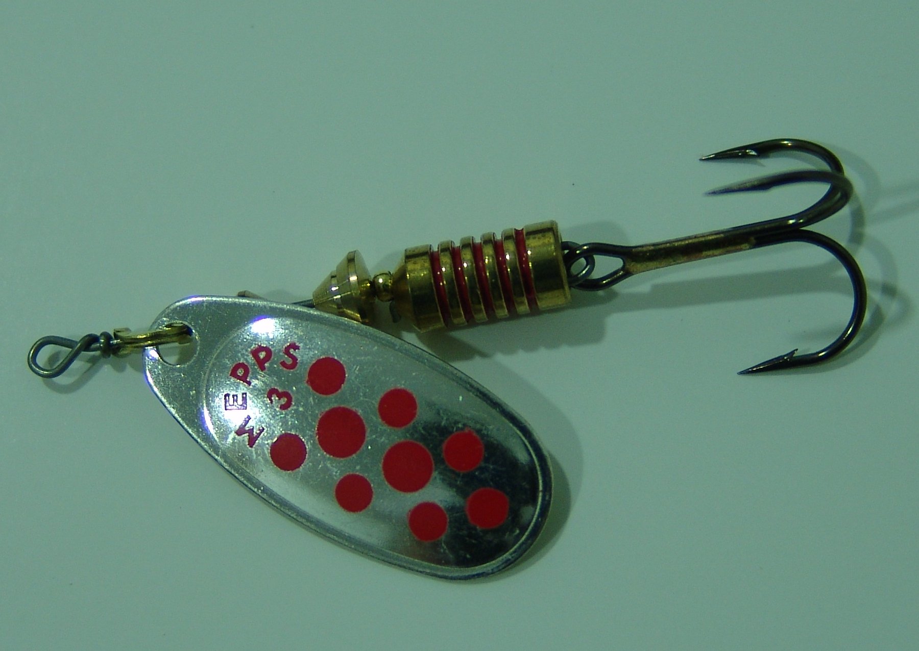 CUCHARILLA MEPPS COMET 3 PLATA PUNTOS ROJOS 2