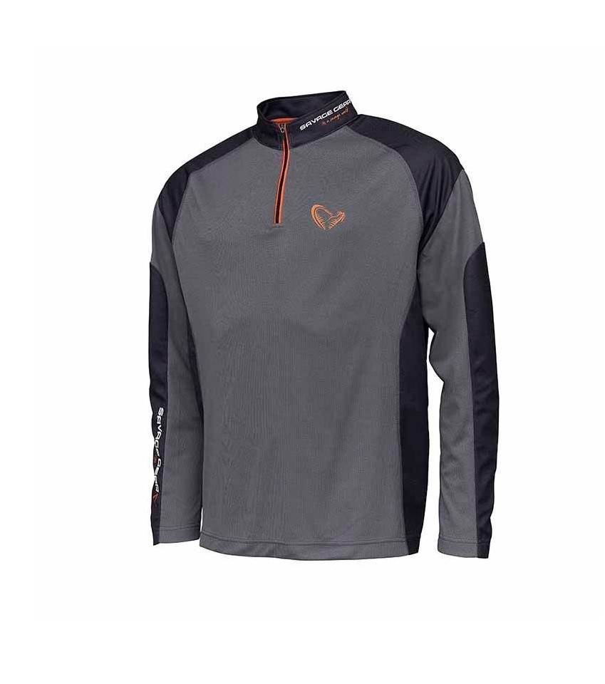 (DX)CAMISETA SAVAGE GEAR TOURNAMENT SHIRT 1/2 ZIP L SEDONA GREY