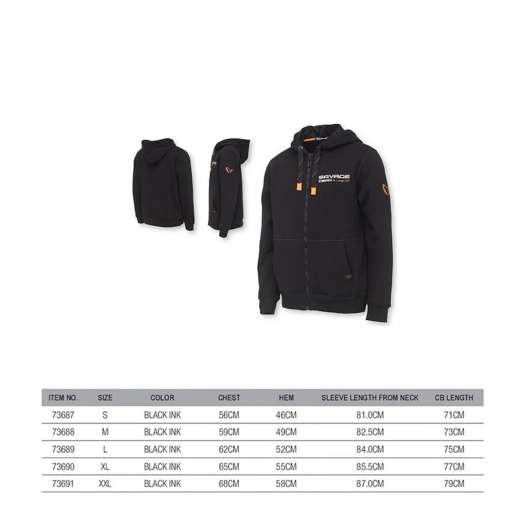 SUDADERA SAVAGE GEAR URBAN ZIP HOODIE S BLACK INK