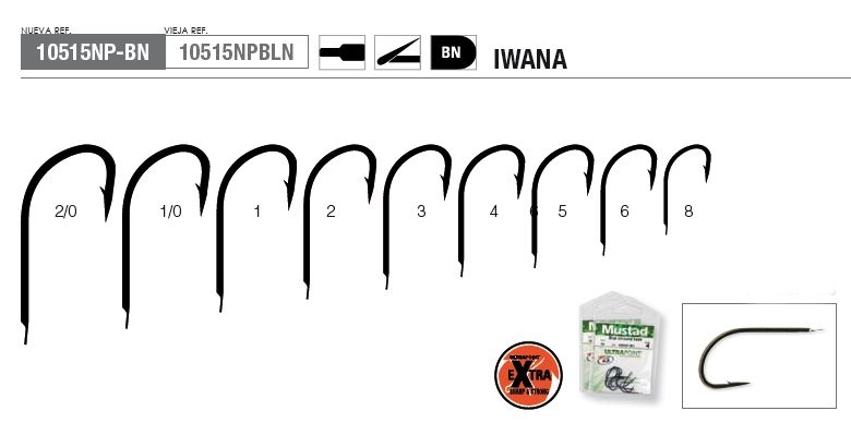 (DX)ANZUELO MUSTAD ULTRA IWANA 10515NP-BN 6 (10 un.) 2