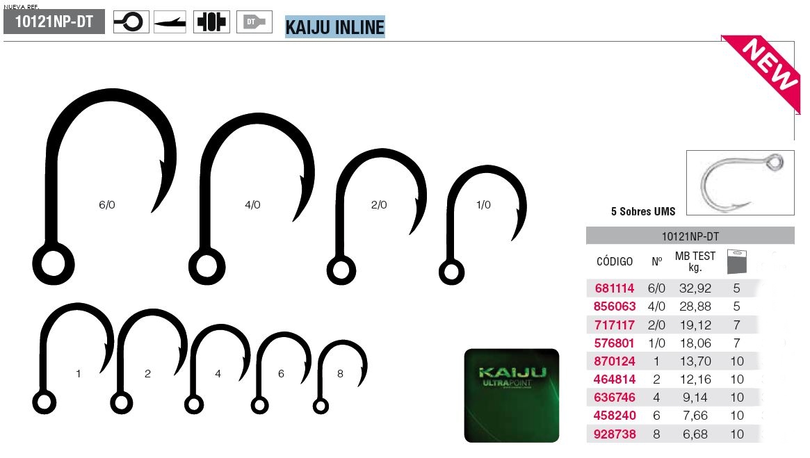 ANZUELO MUSTAD KAIJU INLINE 10121NP-DT 4 (10un.)
