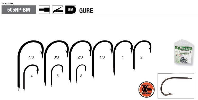 (DX)ANZUELO MUSTAD ULTRA GURE 505NP-BM 2 (10 un) 2