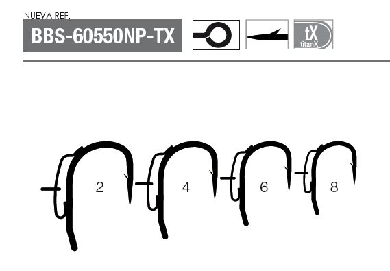 (DX)ANZUELO MUSTAD D-RIG BBS-60550NP-TX 8 (5 unidades)