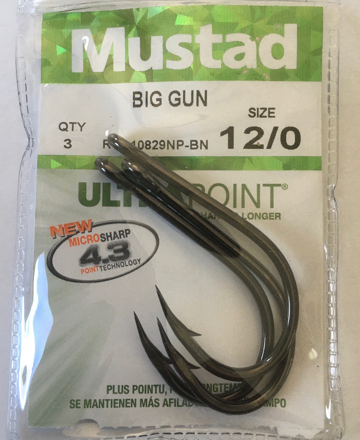 ANZUELO MUSTAD ULTRA BIG GUN 10829 NP-BN 12/0 (3 unidades)