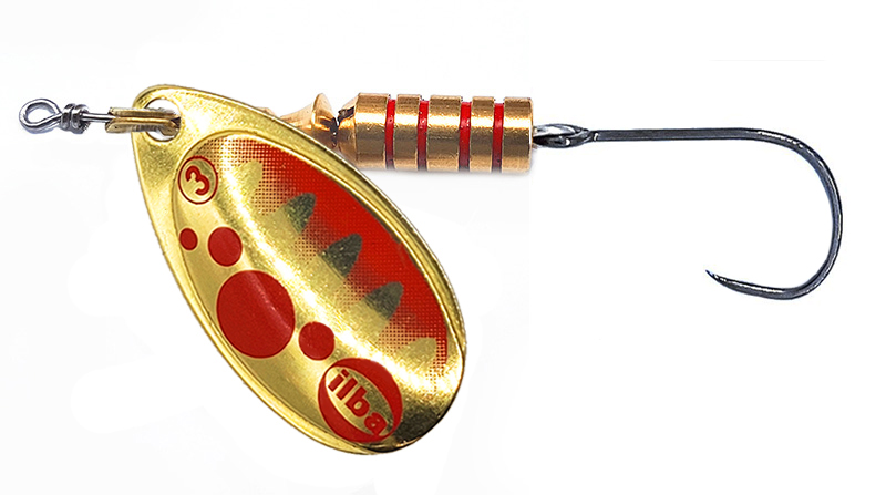 CUCHARILLA ILBA TONDO BUBBLE ORO PUNTOS ROJOS Nº 3 7 GR (1 ANZUELO SIN MUER