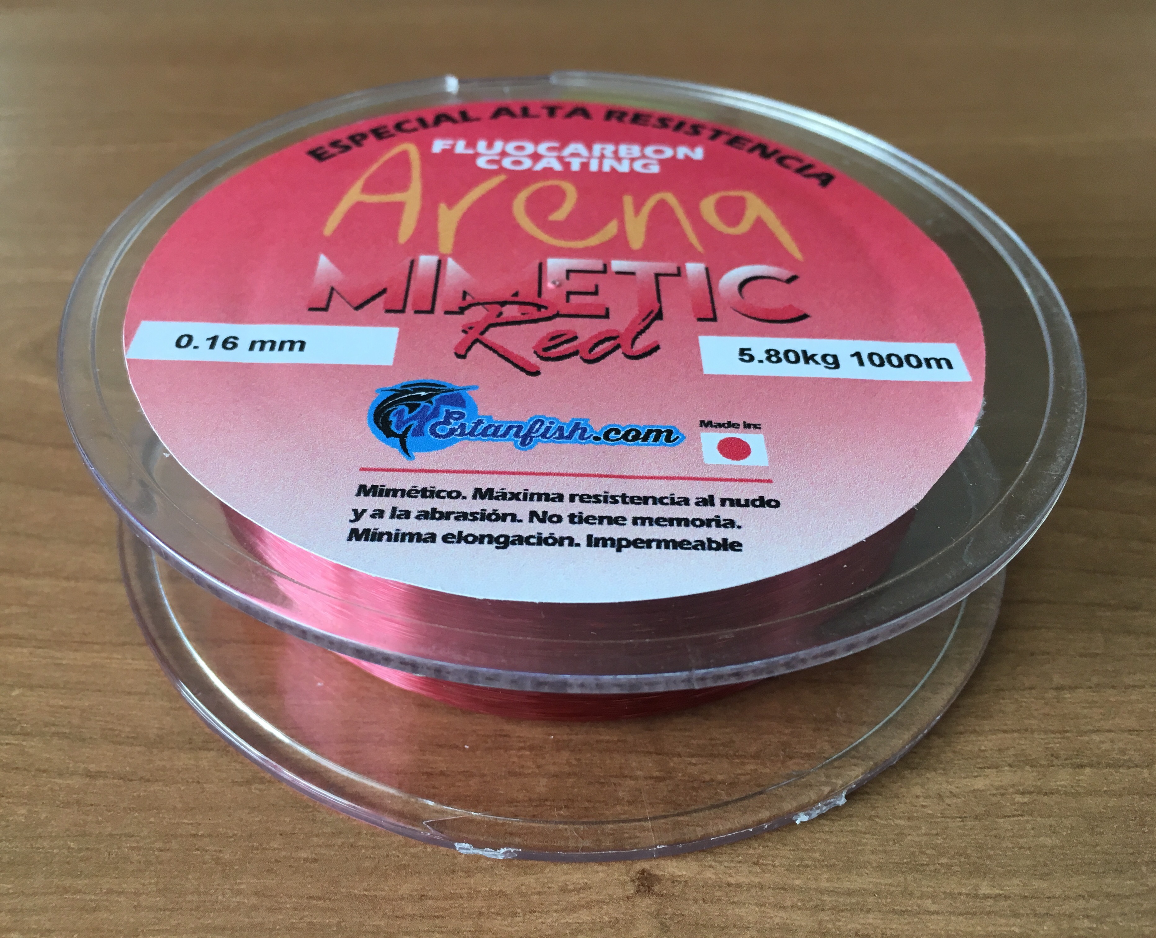 NYLON MONOFILAMENTO ARENA MIMETIC RED 0.16 - 1000m ROJO 5,80kg 3