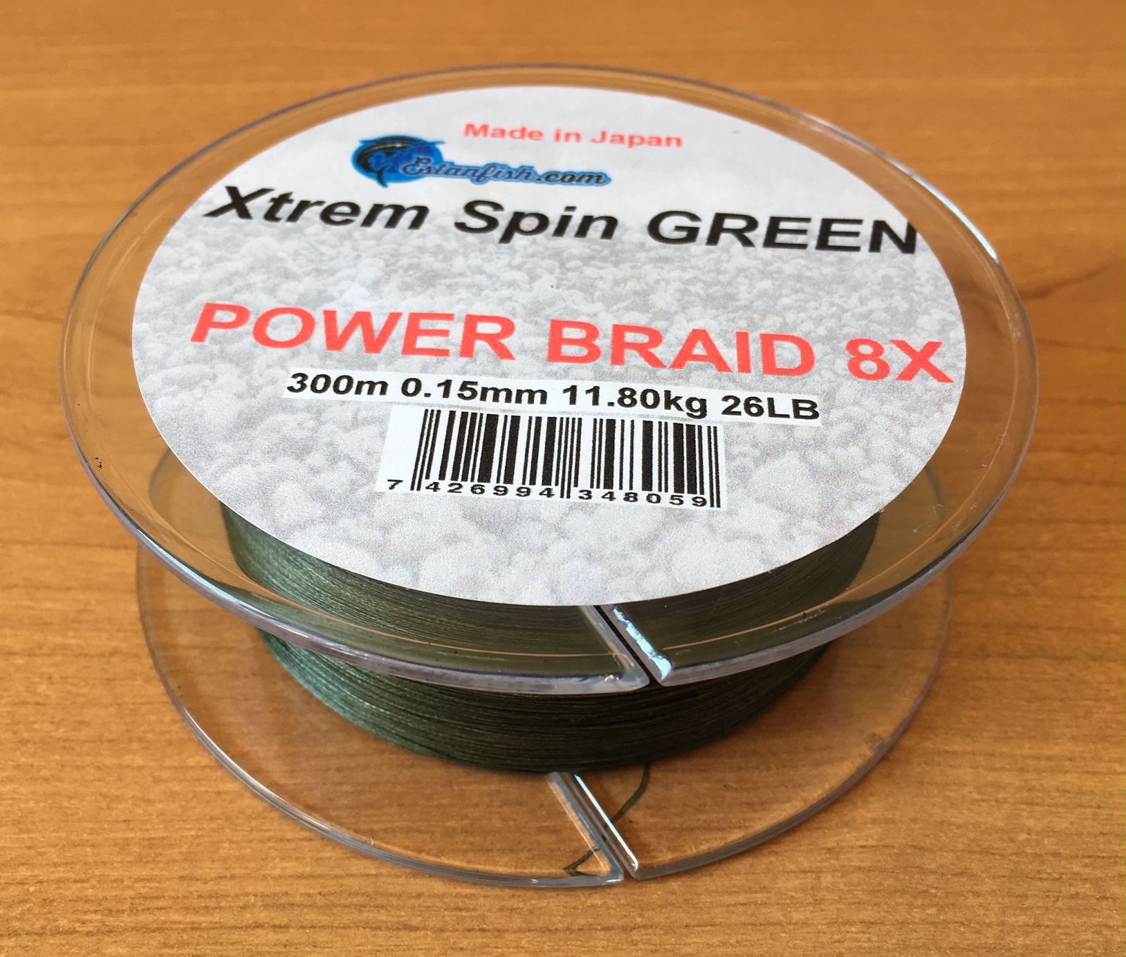 .XTREM SPIN BRAID 8X GREEN 300m 0,15mm 11.8kg 26 LB