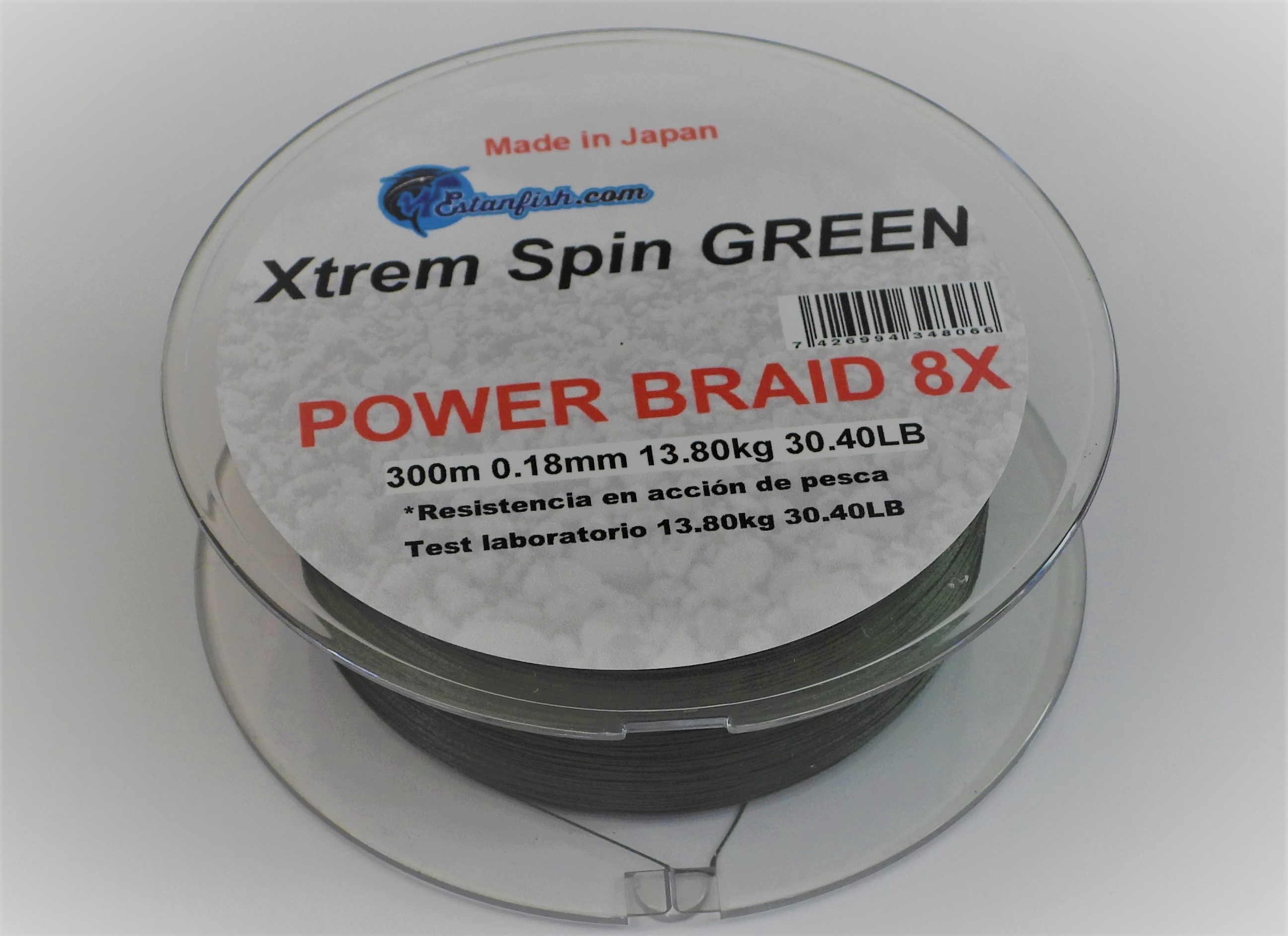 .XTREM SPIN BRAID 8X GREEN 300m 0,18mm 13.8kg 30.40LB 3
