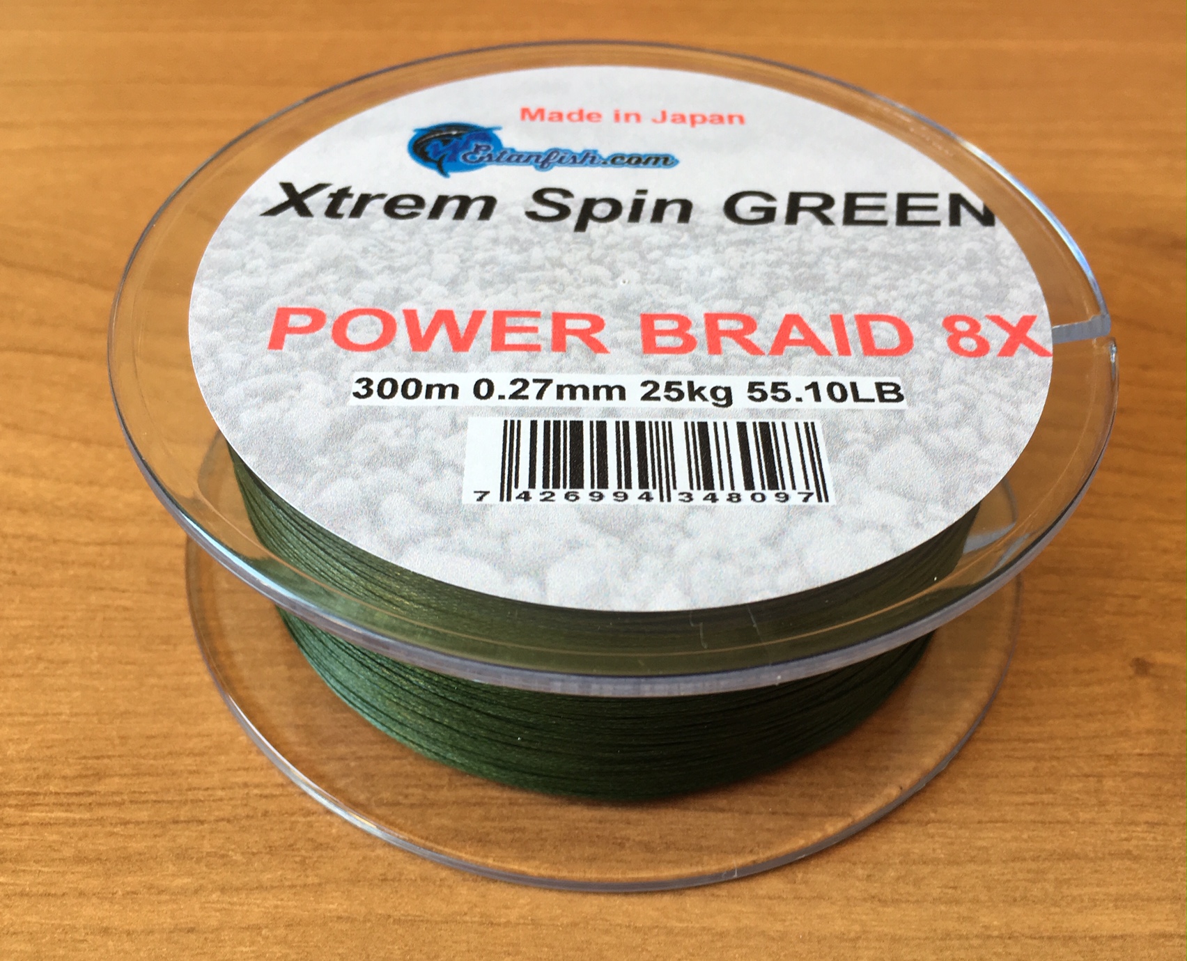 .XTREM SPIN BRAID 8X GREEN 300m 0,27mm 25 kg 55,10LB 3