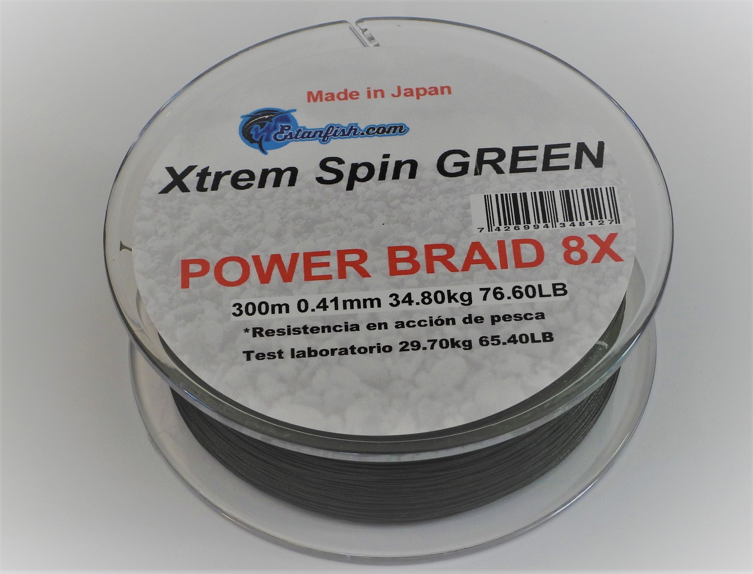 .XTREM SPIN BRAID 8X GREEN 300m 0,41mm 34,80 kg 76,60LB