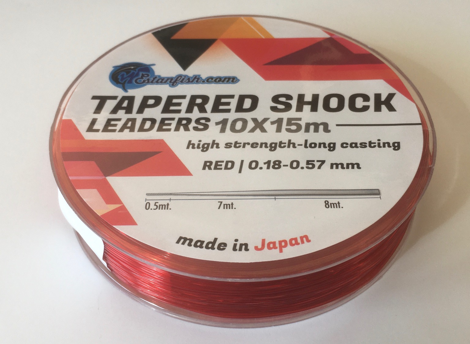 COLA SURF CASTING - TAPERED SURF LEADER RED 10X15 m 0,18-0,57mm 2
