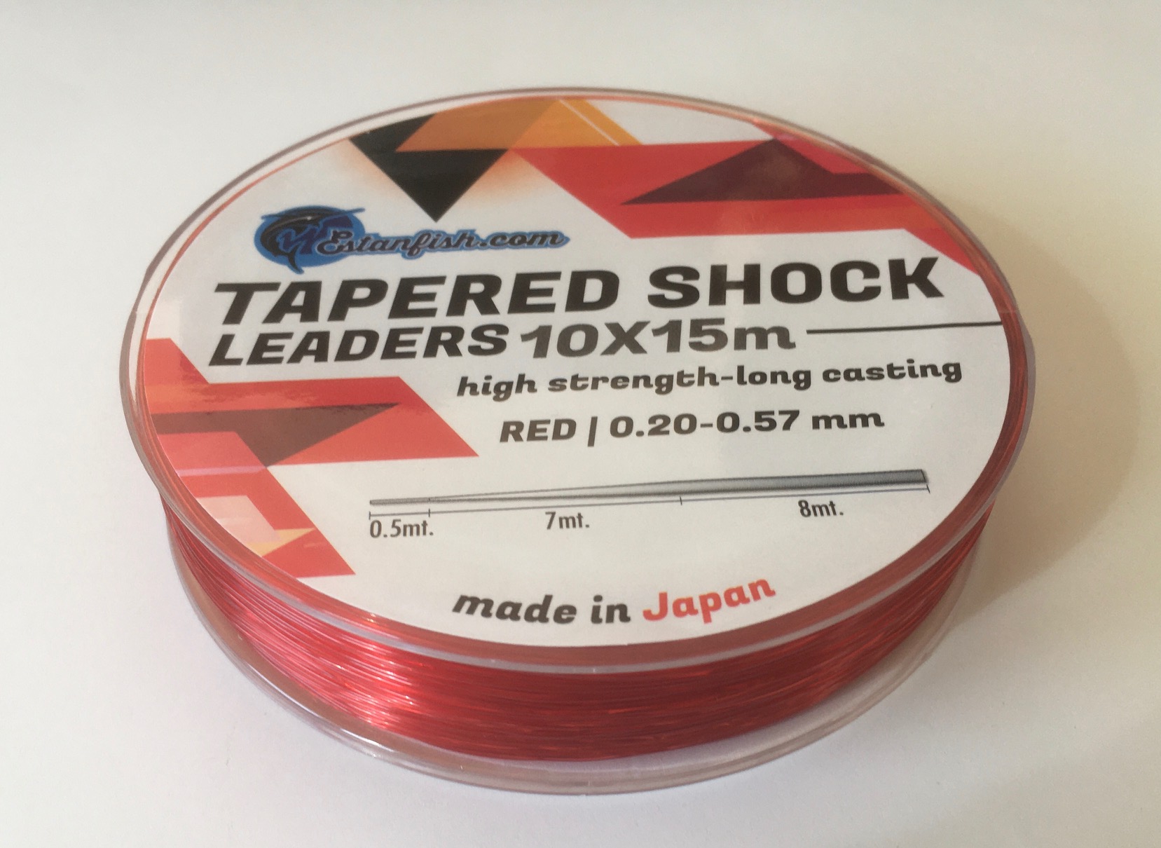 COLA SURF CASTING - TAPERED SURF LEADER RED 10X15 m 0,20-0,57mm 2