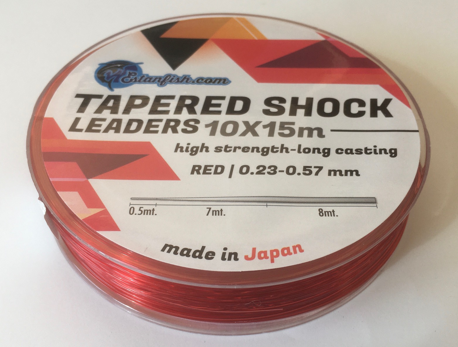 COLA SURF CASTING - TAPERED SURF LEADER RED 10X15 m 0,23-0,57mm 3