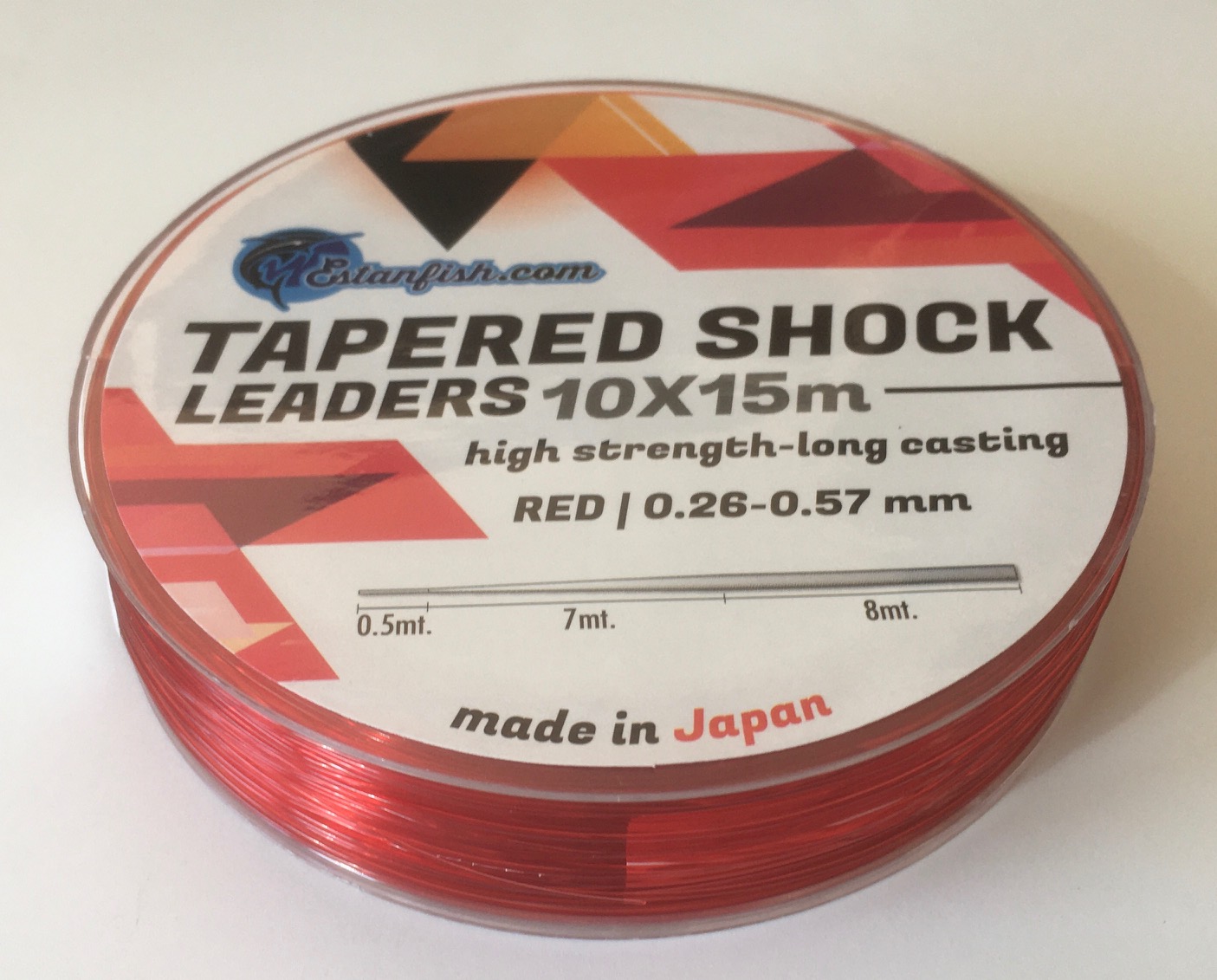 COLA SURF CASTING - TAPERED SURF LEADER RED 10X15 m 0,26-0,57mm 2