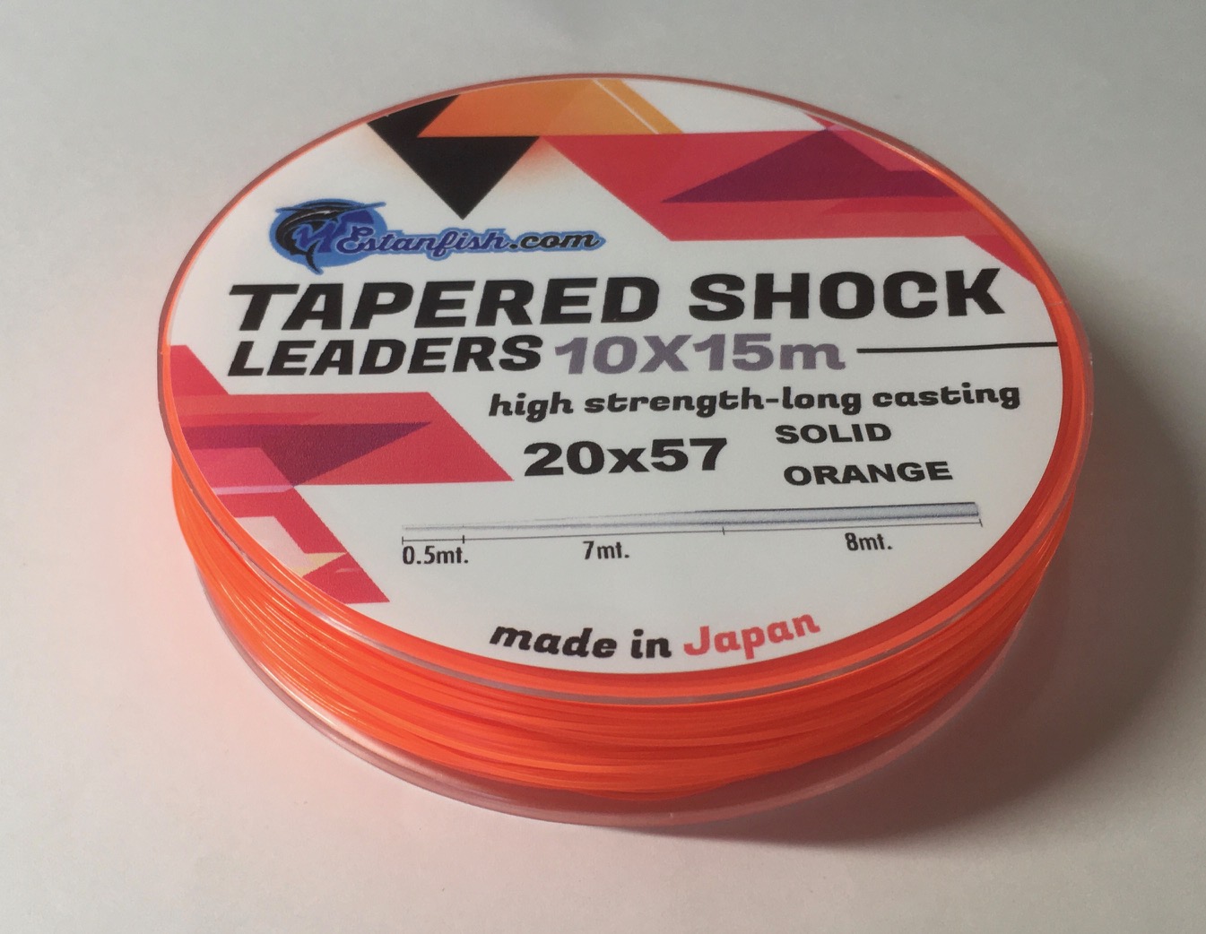 COLA SURF CASTING - TAPERED SURF LEADER SOLID ORANGE 10X15 m 0,20-0,57mm