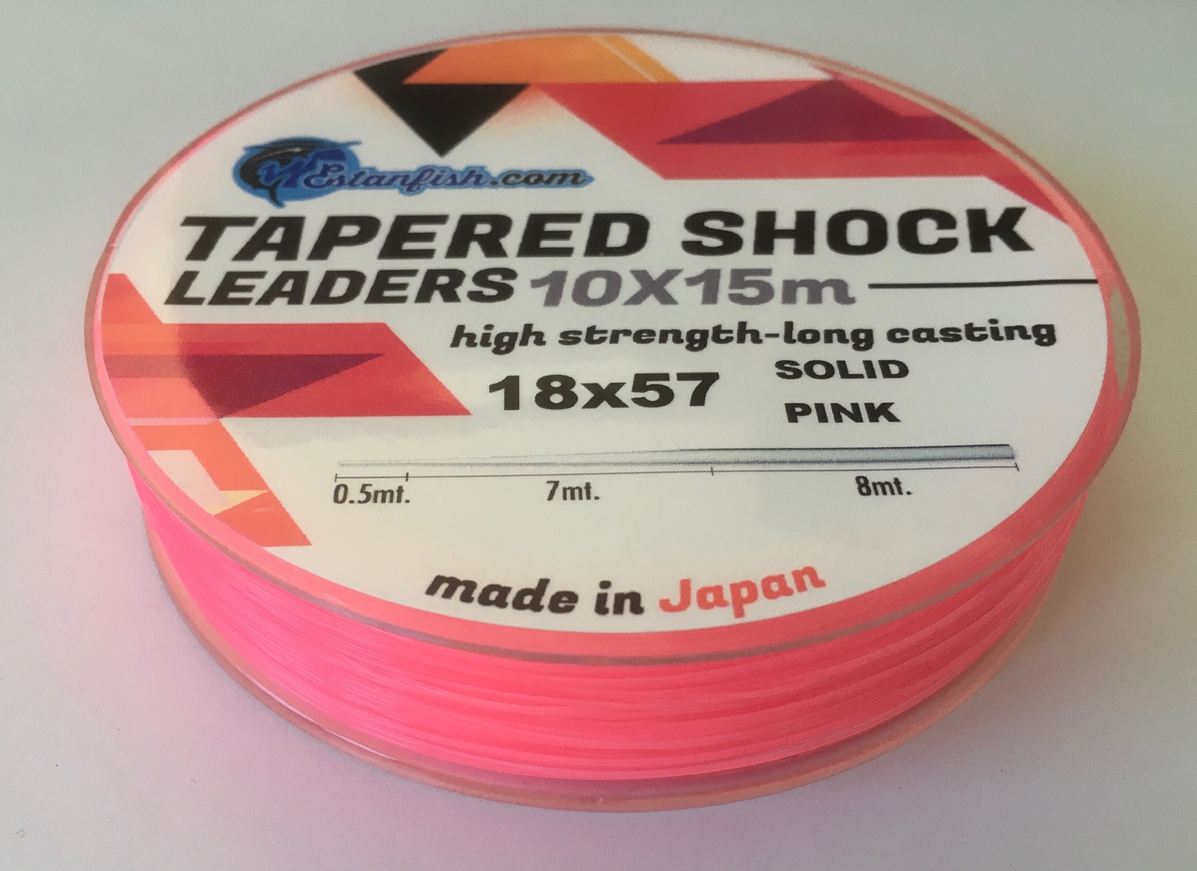 COLA SURF CASTING - TAPERED SURF LEADER SOLID PINK 10X15 m 0,18-0,57mm 3