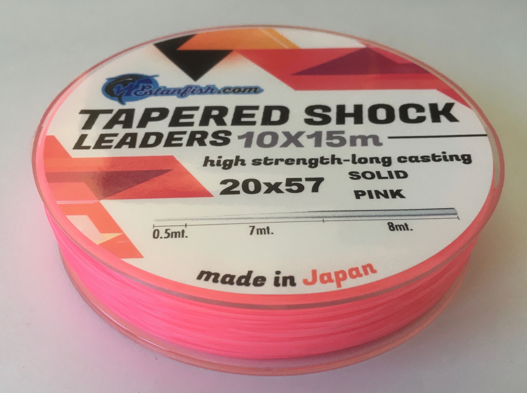 COLA SURF CASTING - TAPERED SURF LEADER SOLID PINK 10X15 m 0,20-0,57mm 2