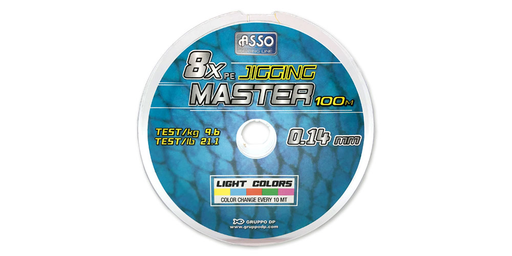 ASSO 8xPE JIGGING MASTER 100M 0.18MM MULTICOLOR-A0