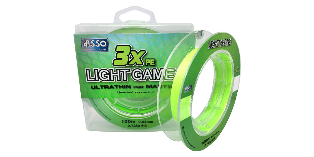 ASSO 3x LIGHT GAMES 100M FLUO GREEN-62 0.08MM