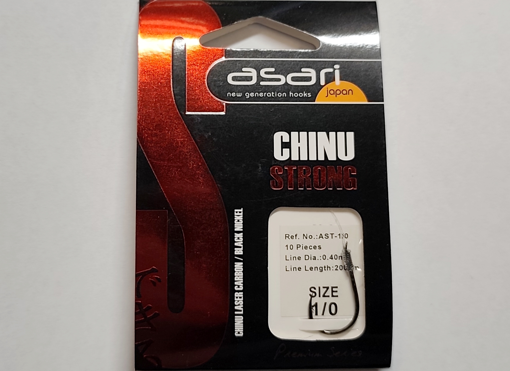 ASARI CARTERA CHINU STRONG-10 ANZUELO NEGRO Nº 1/0 (paquete de 10u)