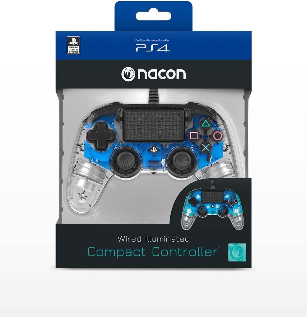 MANDO NACON CON CABLE Y LUCES AZUL PS4