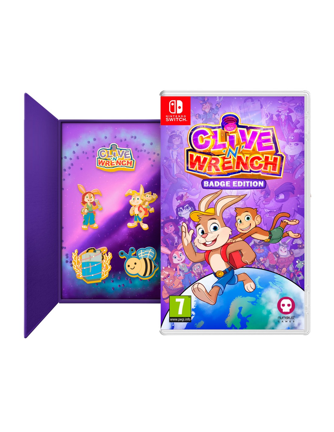 SWITCH CLIVE 'N' WRENCH WITH PIN BADGES SET