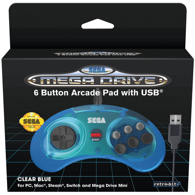 MANDO SEGA MINI 6-B RETRO-BIT AZUL (USB)