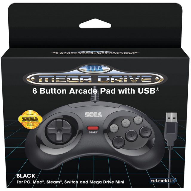 MANDO SEGA MINI 6-B RETRO-BIT NEGRO (USB)