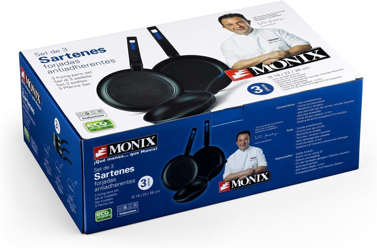 SET DE 3 SARTENES MONIX 18-22-26 CM. BERASATEGUI