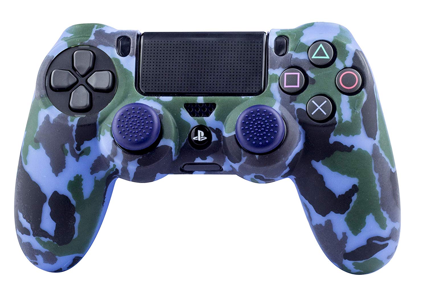 PROTECTOR SILICONA + GRIPS CAMO NAVY PS4