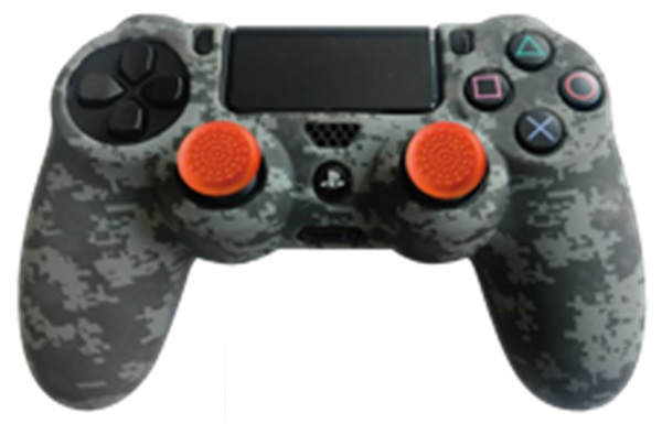 PROTECTOR SILICONA + GRIPS CAMO DIGITAL BLACK PS4